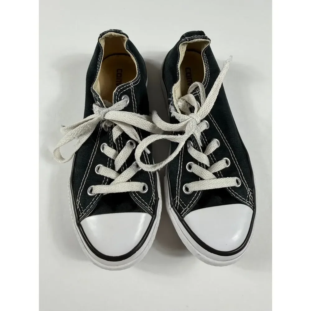 Converse Chuck Taylor All Star Low Top Black Canvas Sneakers Youth Size 1
